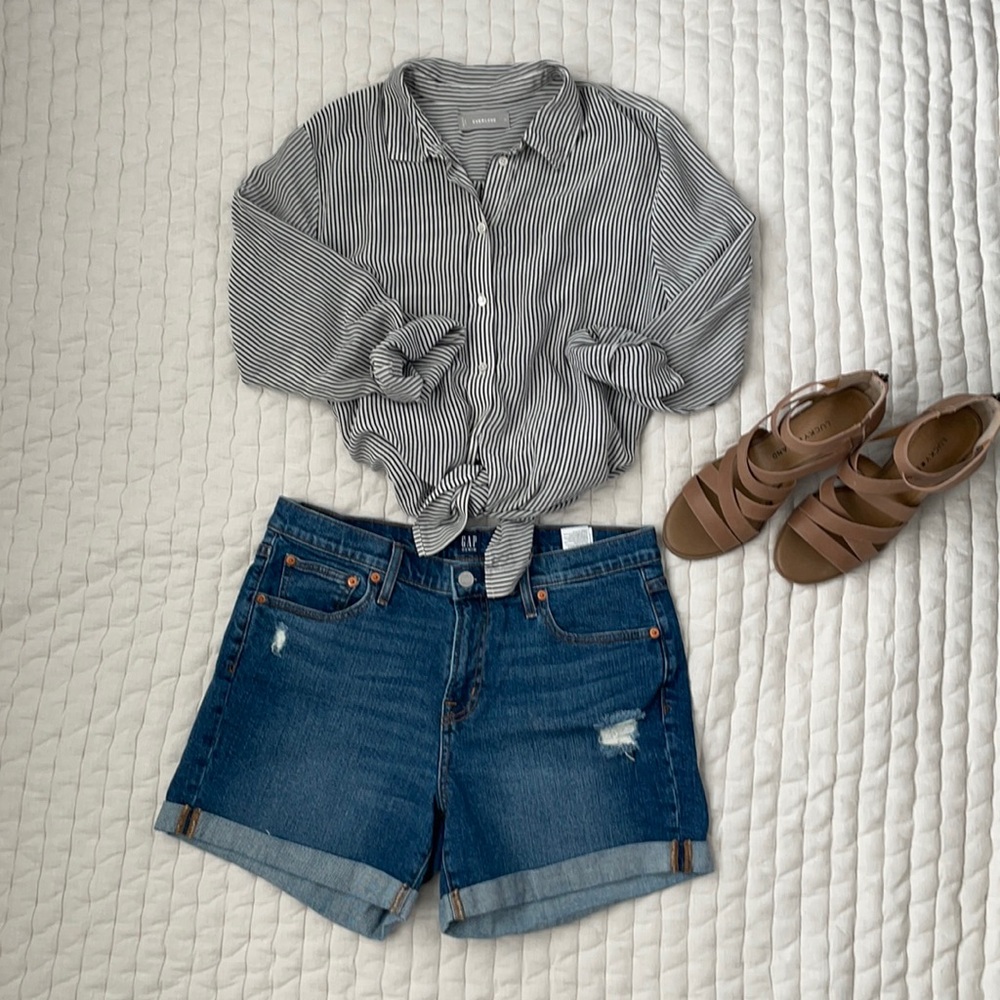 GAP Denim distressed high-waisted shorts